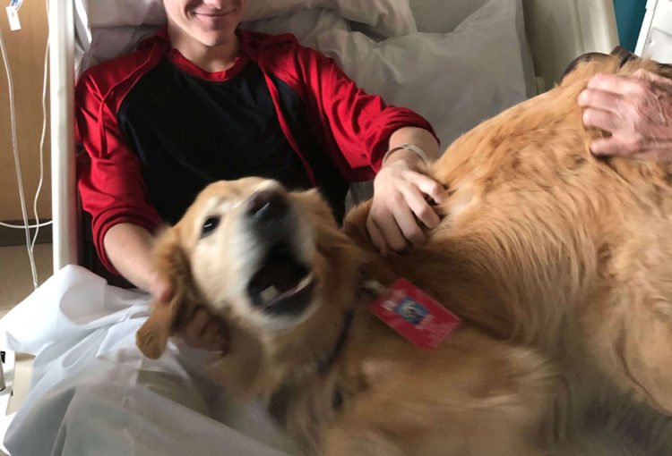 Jaxon really loved the therapy dog visits